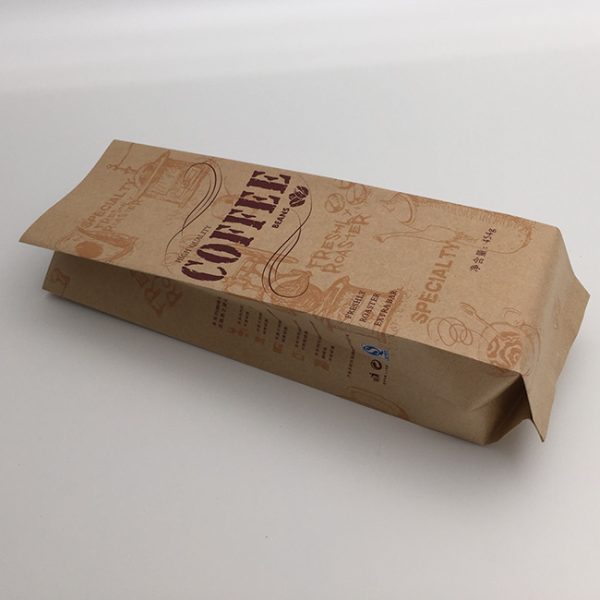 SGL Packaging custom quad seal coffee bag with degassing valve and resealable tin tie
