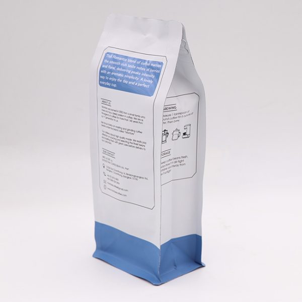 Premium Square-Bottom 8-Side Sealed Coffee Pouch with Pocket Zipper & Degassing Valve – Flat Bottom Stand-Up Bag for Coffee Packaging - Image 3